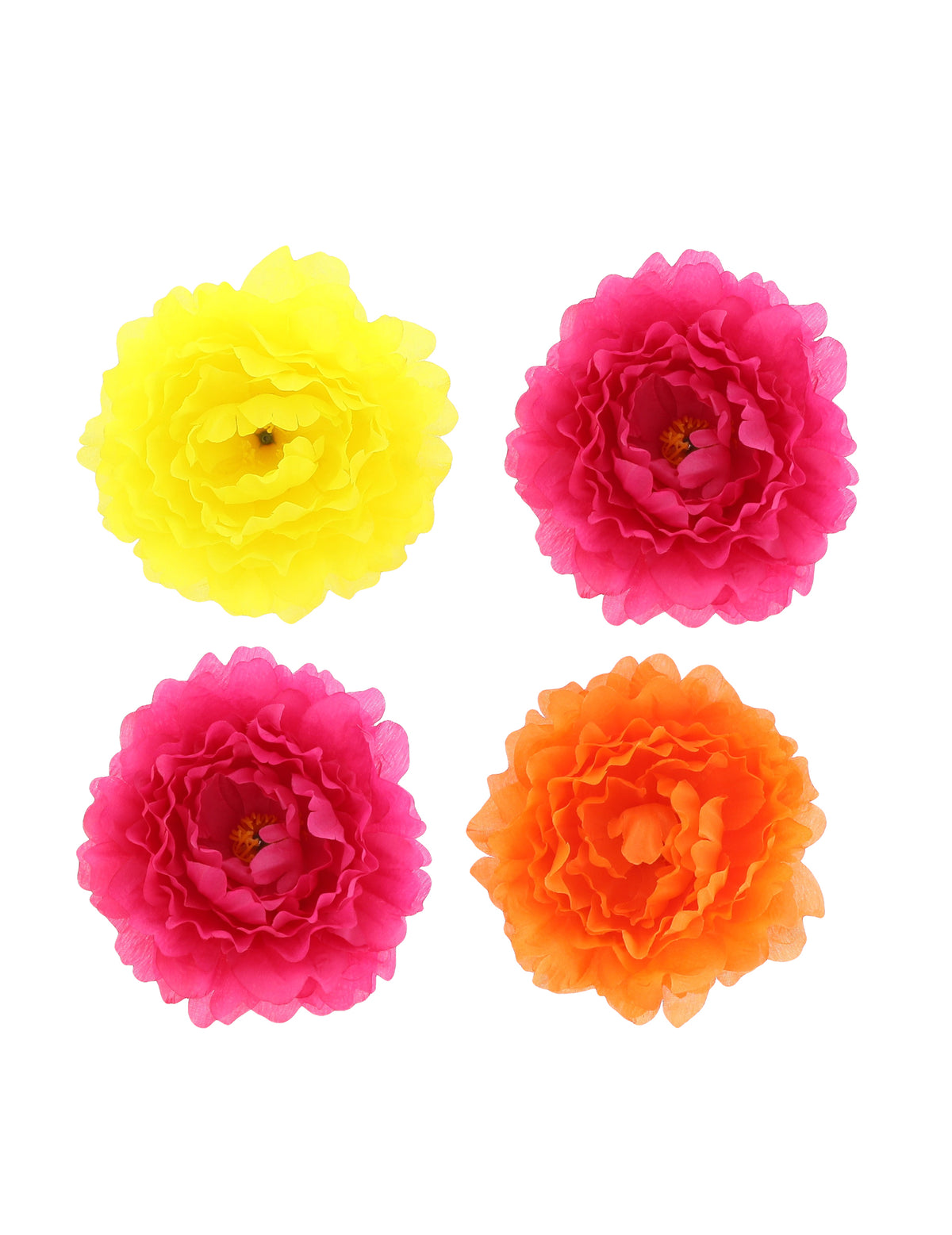 Pivoines en papier pour décoration rose orange et jaune