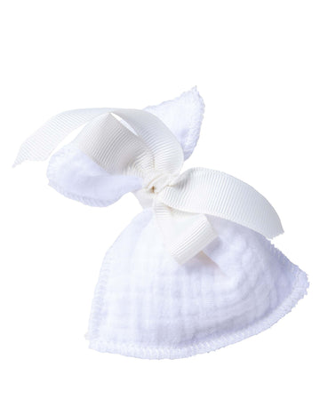 4 pochons en gaze de coton blanc 8 x 10 cm avec ruban