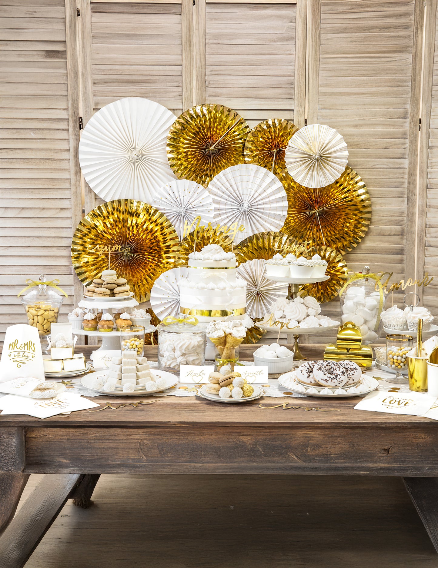 4 ukrasne i zlatne papirne rozete 23, 32, 40 cm