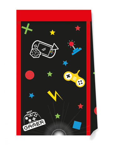 Papirnate vrećice Gaming Party za djecu, crne, s motivima kontrolera i joysticka