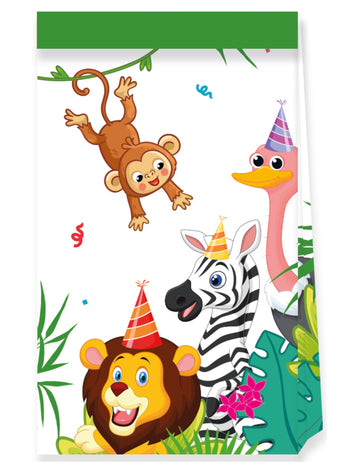 4 sachets en papier jungle balloons 22 x 13 cm animaux safari