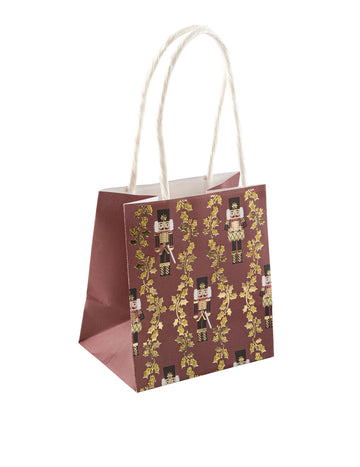 4 svečane vrećice s motivom Orašara u bordo boji s šljokicama, 10 x 11 x 7 cm