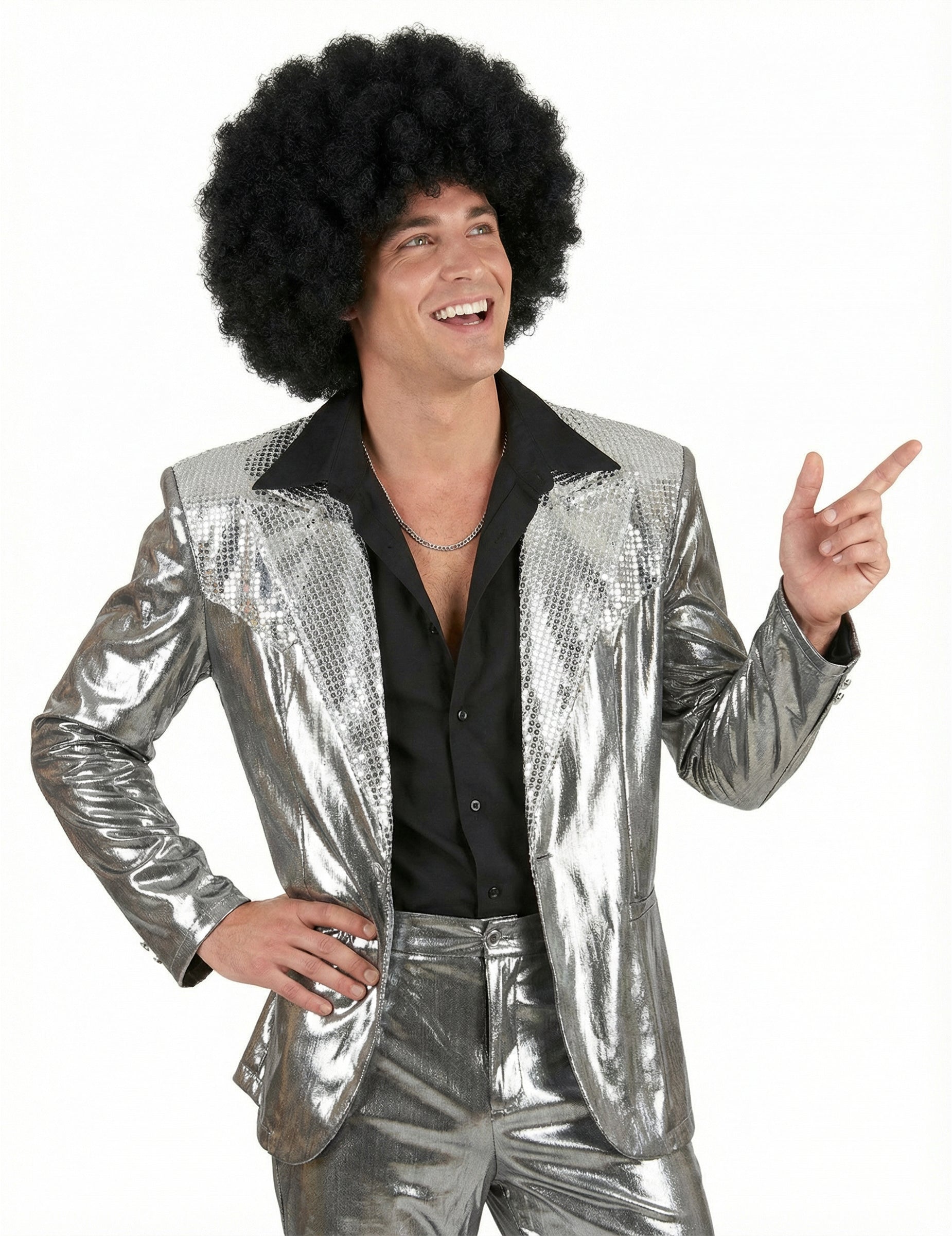 Prednji pogled afro perike za odrasle crne boje udobna