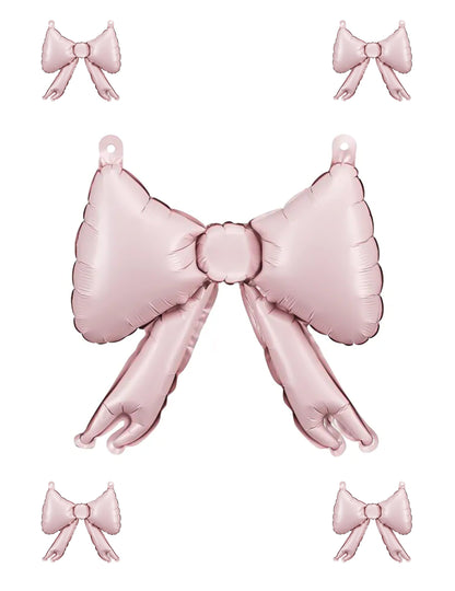 5 ballons en aluminium nœuds pour décoration roses pastel