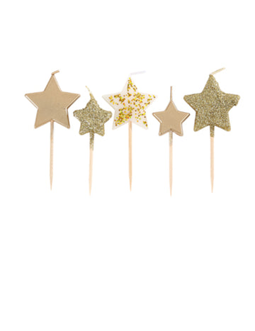 5 svijeća u obliku zvijezde na zlatnom gradijentu, odabir 7 cm šljokičast