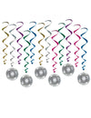 Décorations à suspendre spirale Boule Disco pour fête multicolore et argenté