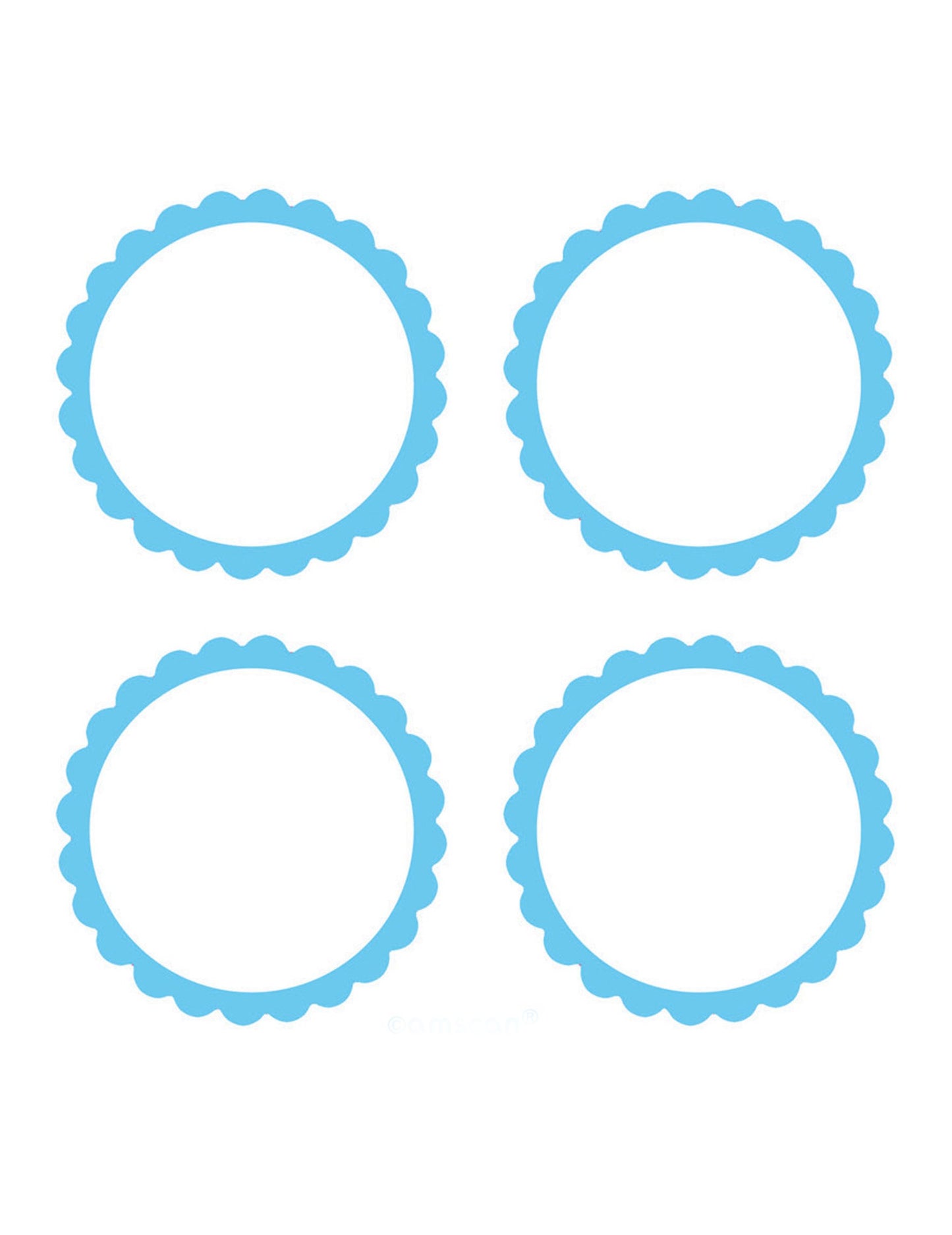 20 nebesko plavih etiketa za čokoladice 5 cm s nazubljenim rubovima