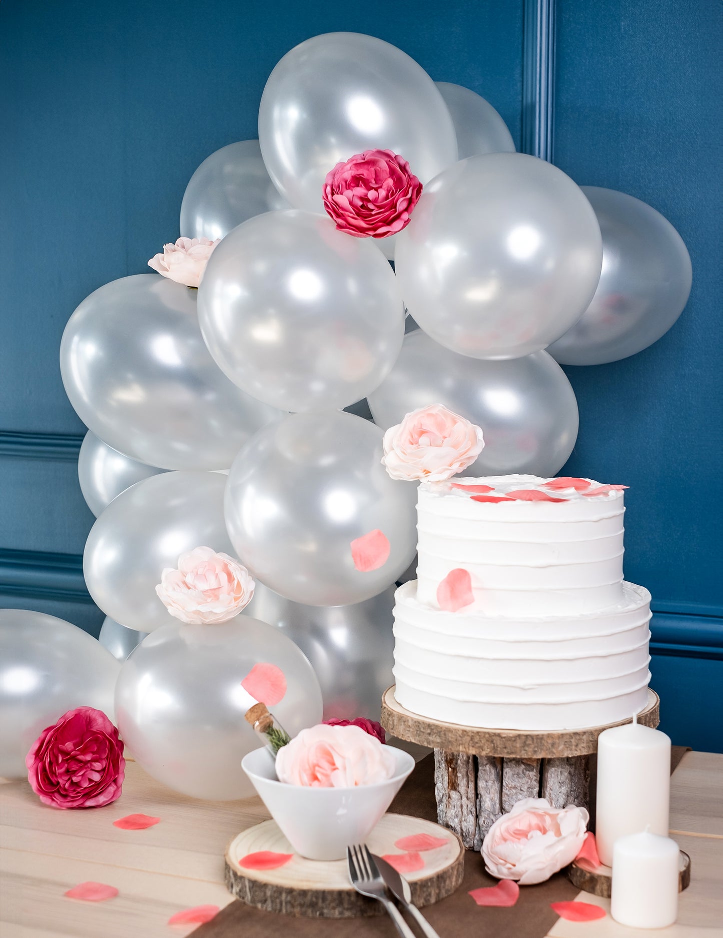 50 metalnih balona bjelokosti 30 cm