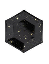 Assiettes en carton hexagonales étoiles pour fête noires et dorées