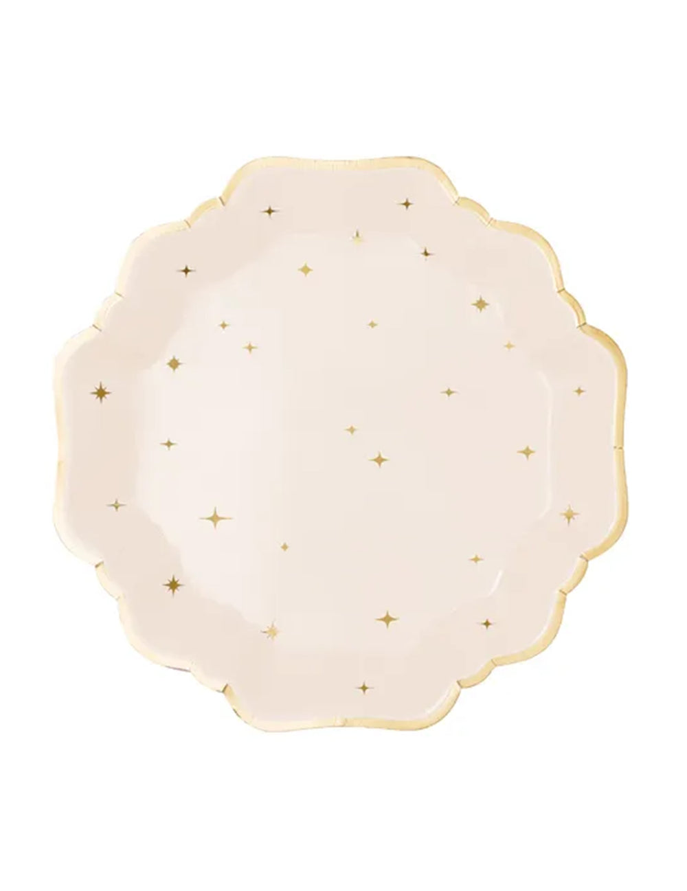 Assiettes Étoiles pour fête rose pâle et or avec bord festonné