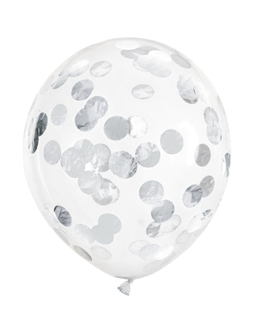 6 prozirnih balona sa srebrnim konfetima 30 cm 
