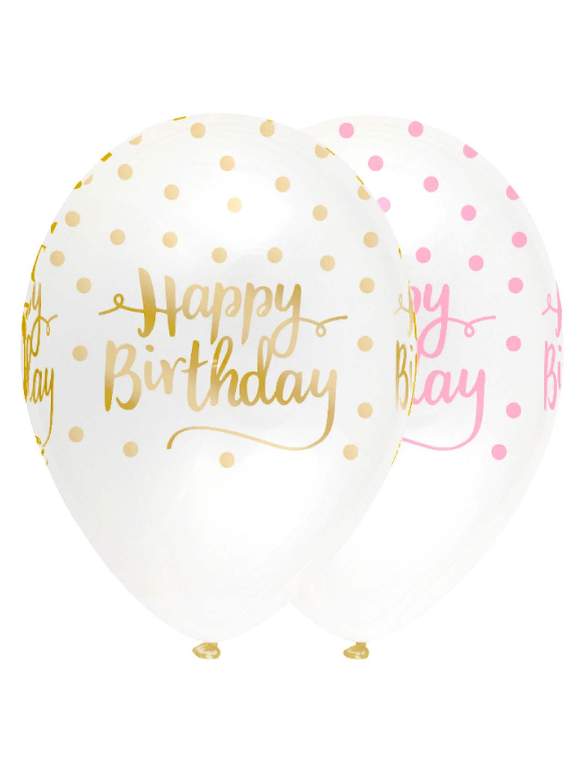baloni od lateksa Happy Birthday s točkicama za rođendan roza i zlatna