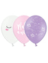 Ballons en latex licorne pour fête blanc rose et violet avec motifs