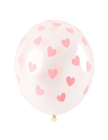 6 prozirnih lateks balona sa svijetloružičastim srcima 30 cm za vjenčanje 