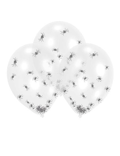 Ballons en latex araignées pour fête transparents avec confettis