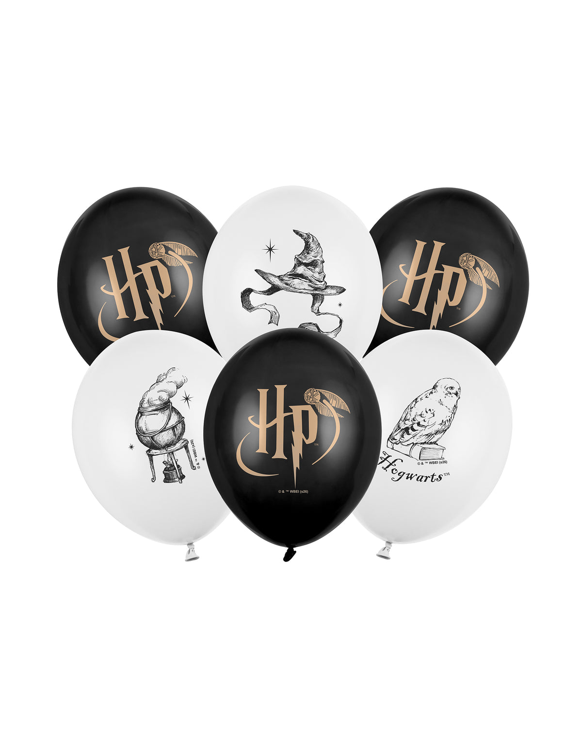 6 Harry Potter™ balona crno-bijeli 30 cm