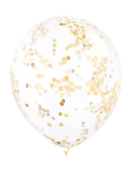 Ballons en latex avec confettis transparents ocre doré