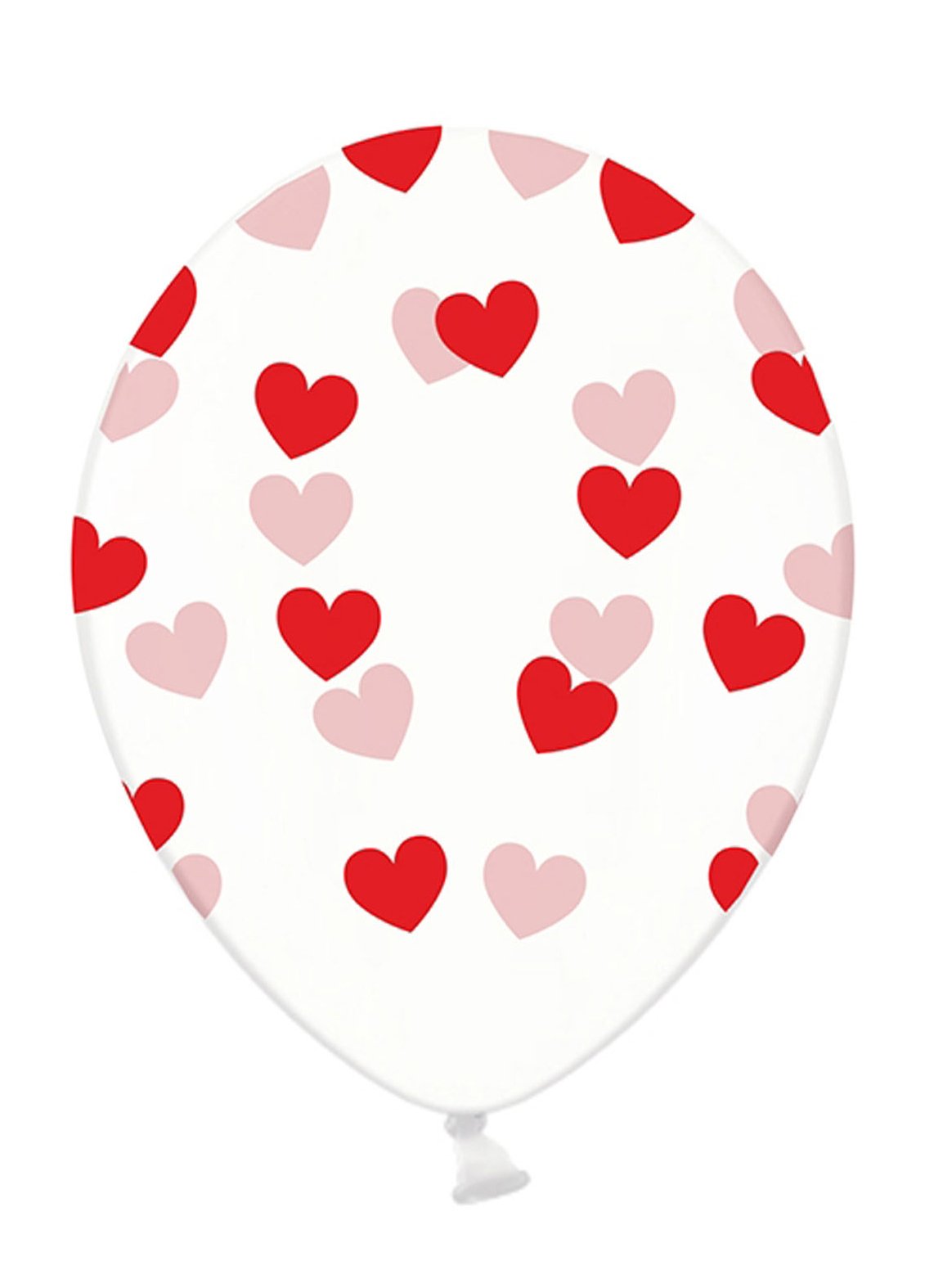 6 prozirnih lateks balona s crvenim srcima 30 cm biorazgradivi 