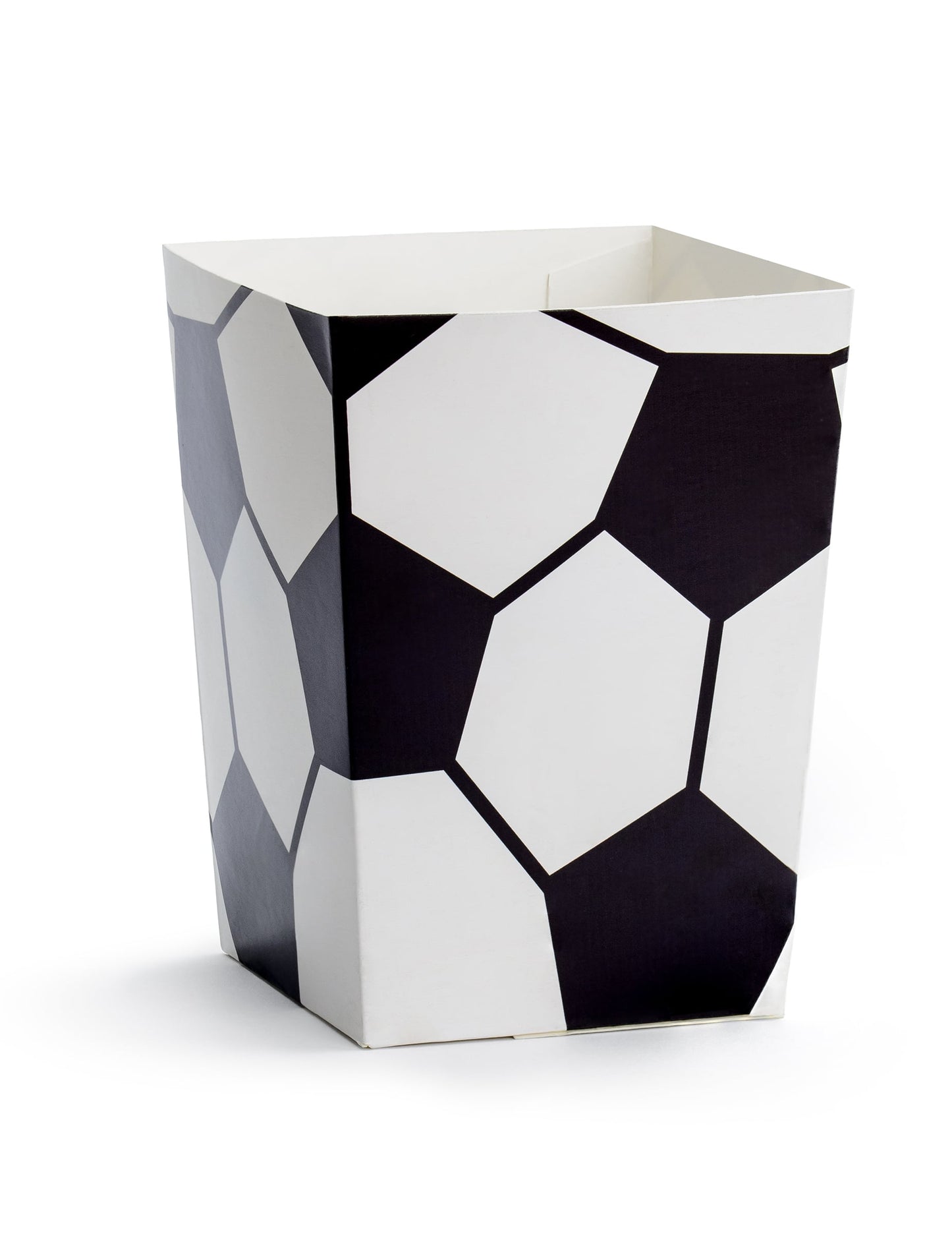 6 boites à popcorn football pour fête noir et blanc à motif de ballon