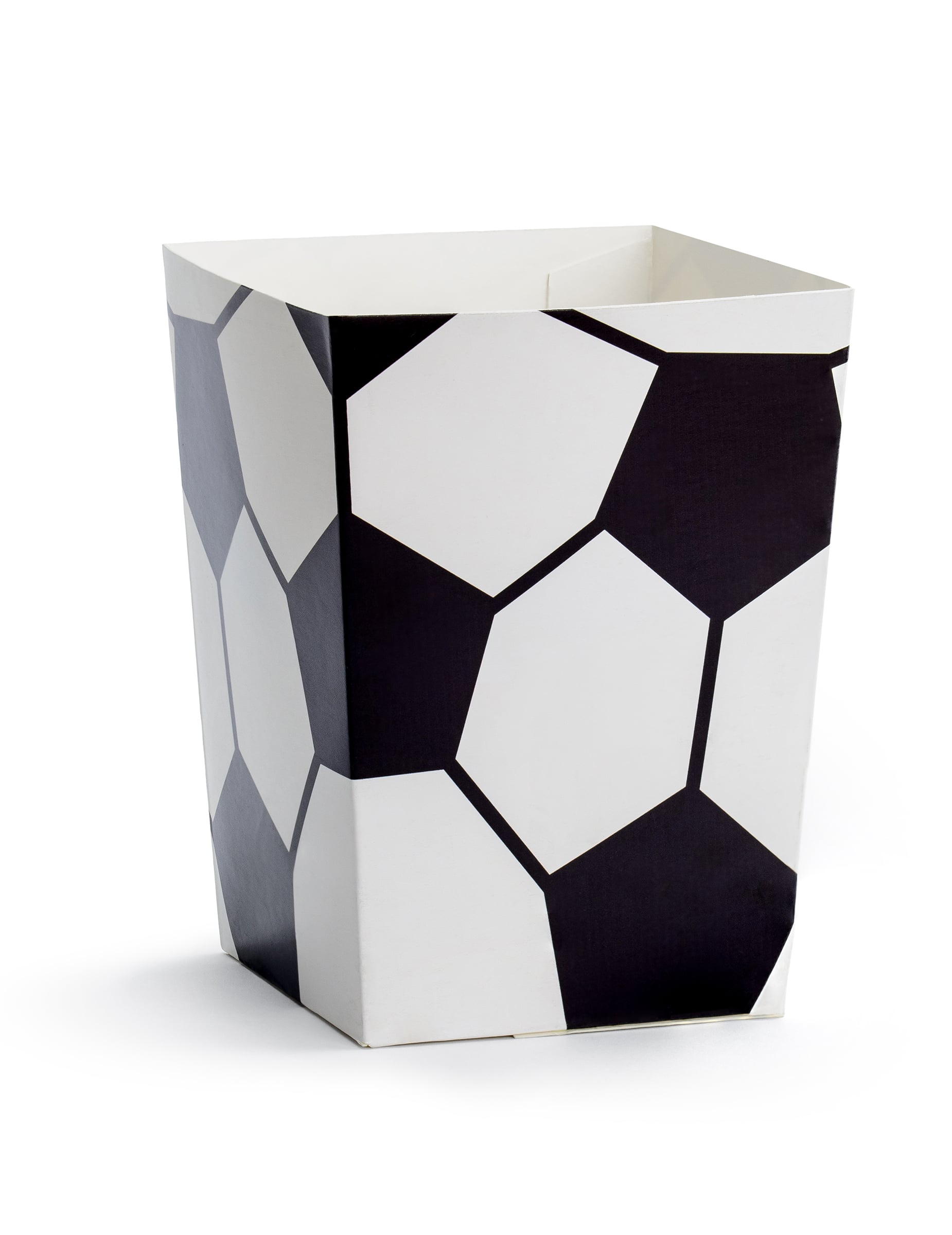 6 boites à popcorn football pour fête noir et blanc à motif de ballon