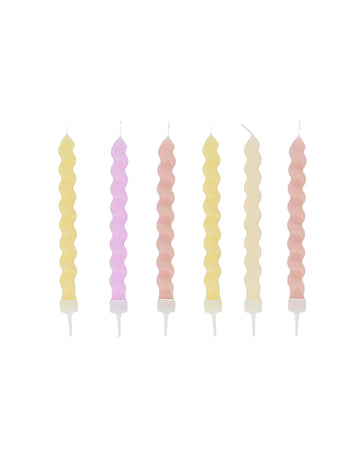 6 uvijenih pastelnih gradijentnih svijeća 8,5 cm