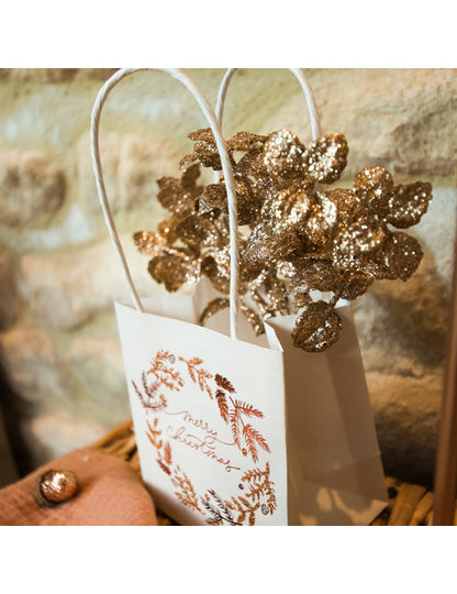 6 grana eukaliptusa s bakrenim šljokicama 17 cm 