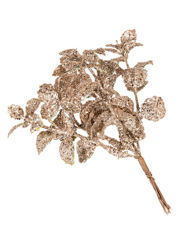 6 matiranih grančica eukaliptusa boje ružičastog zlata 23 cm šljokičast