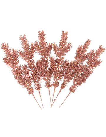 6 grana božićnog drvca s ružičasto-zlatnim šljokicama 30 cm 