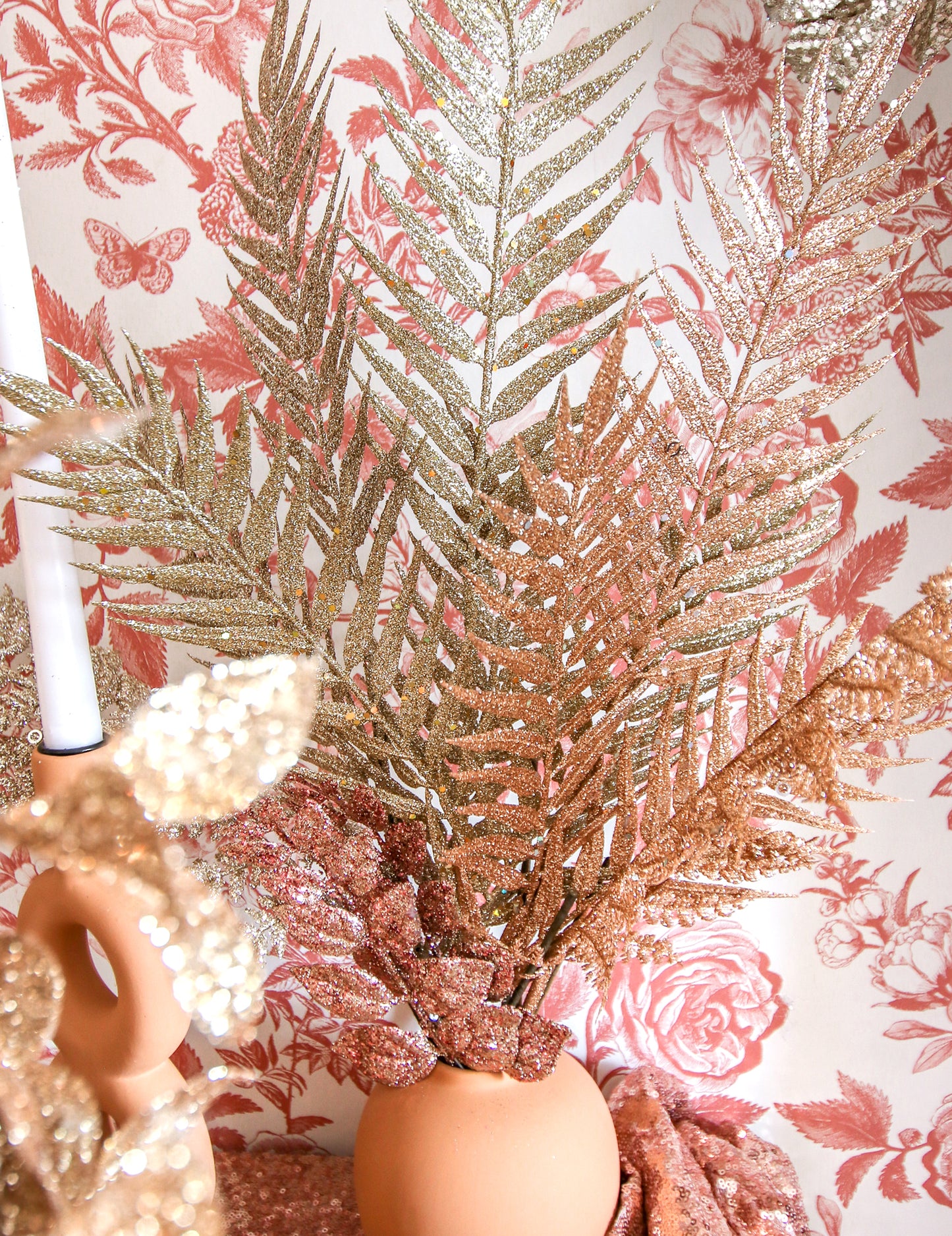 6 grana na stabljikama, čokoladni šljokice, 18 cm za božićne ukrase