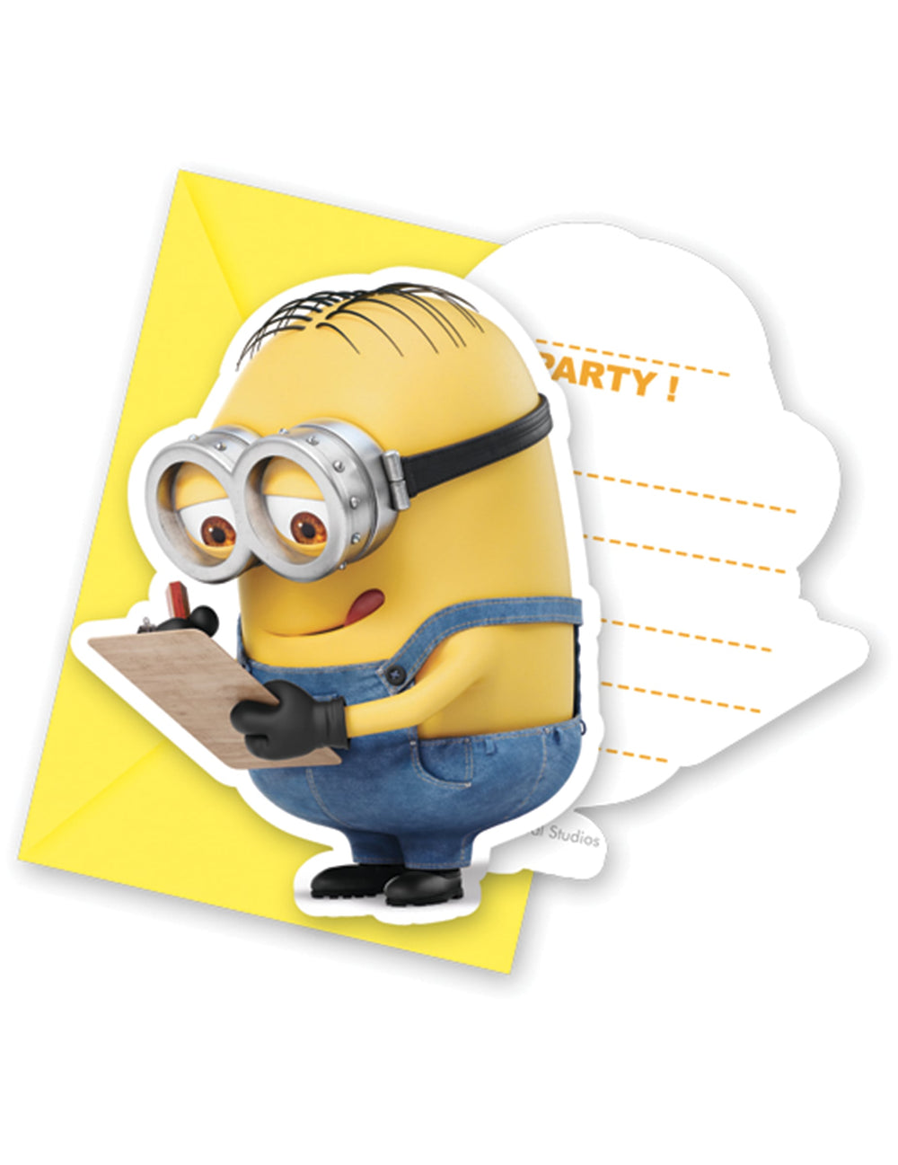 Cartes d'invitation avec enveloppes Minions pour enfant jaunes