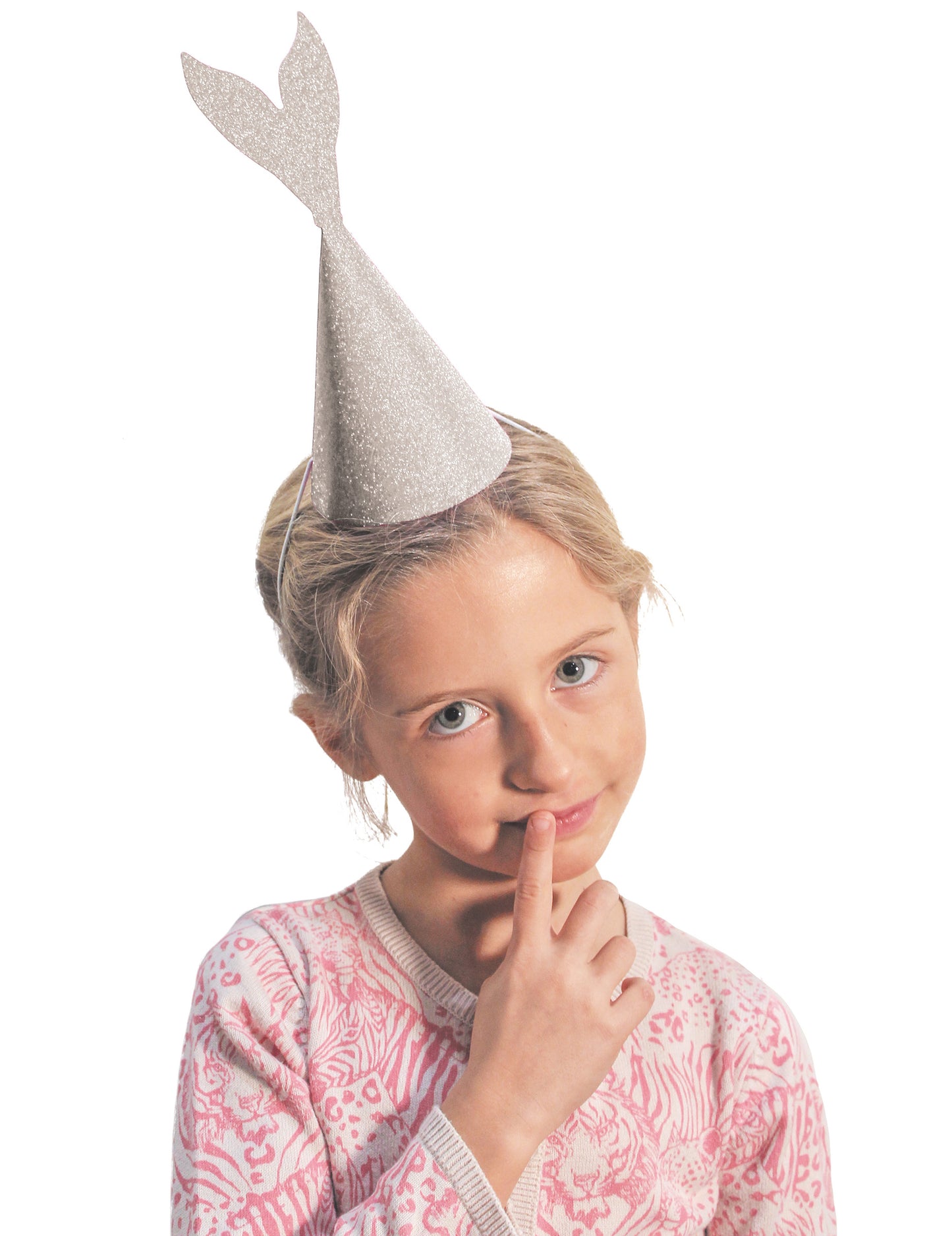 6 ružičastih i blistavih sivih šešira sirenih 21 cm