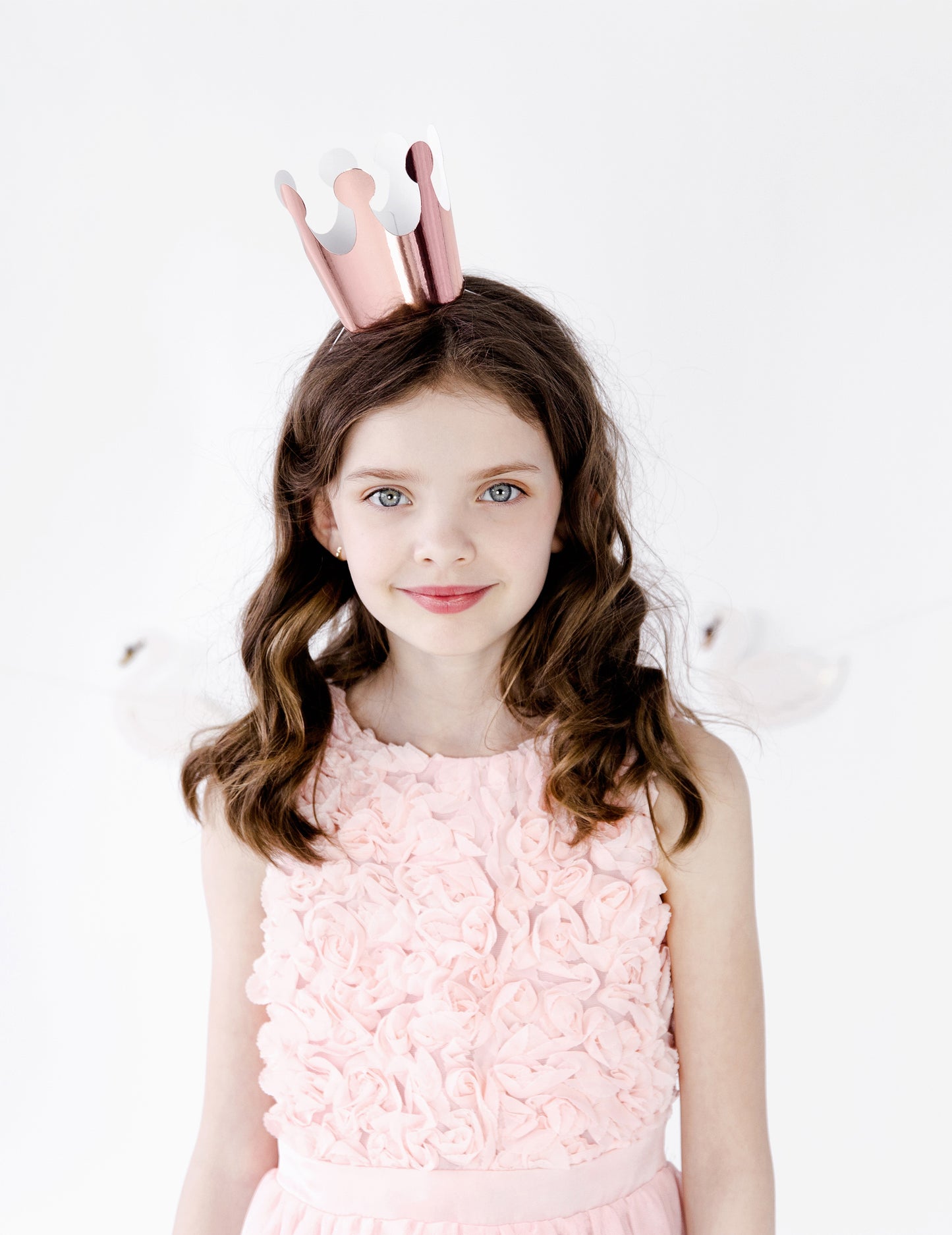 6 metalnih kartonskih krunica u ružičasto-zlatnoj boji cm za princezin rođendan