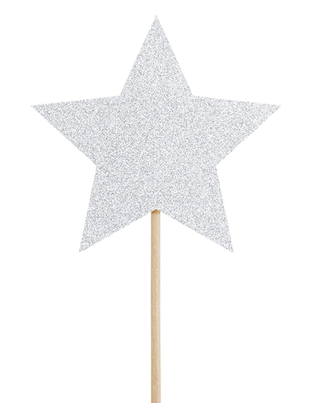 Décoration pour gâteau sur pique étoile pour anniversaire argent pailleté