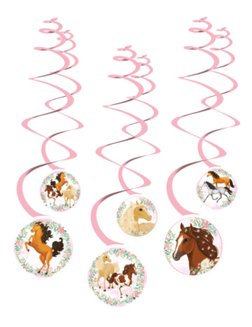 6 spiralnih ukrasa za vješanje s lijepim ružičastim konjićem za rođendan 