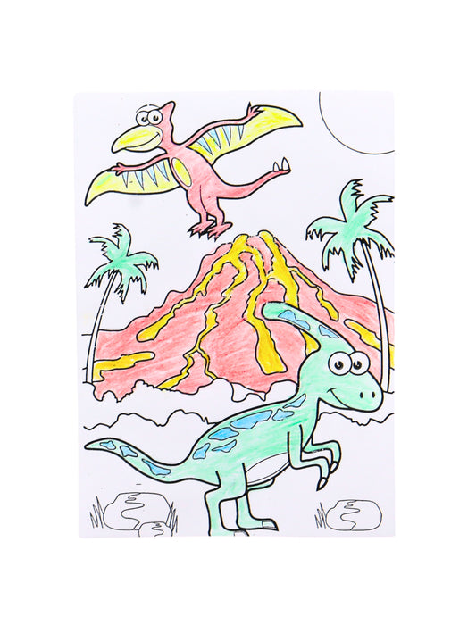 6 listova za bojanje dinosaura s 4 bojice
