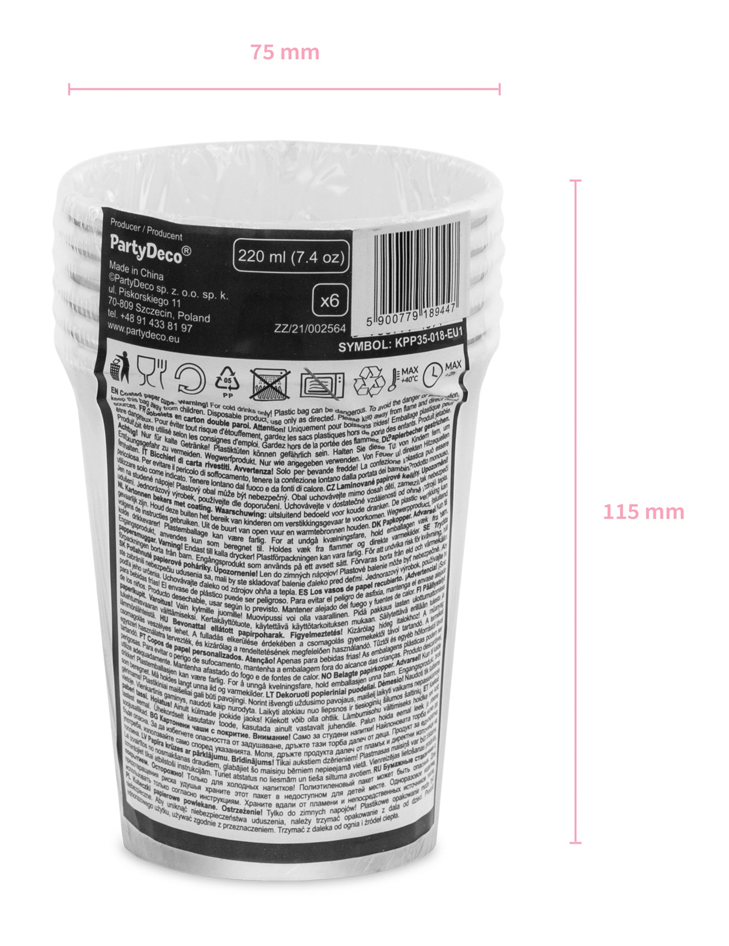 6 srebrnih šalica 220 ml