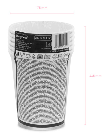 6 srebrnih šalica 220 ml