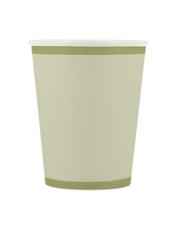 6 gobelets bi-color en carton vert de gris et vert sauge champêtre