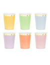 6 pastelnih kartonskih čaša sa zlatnim rubom 220 ml