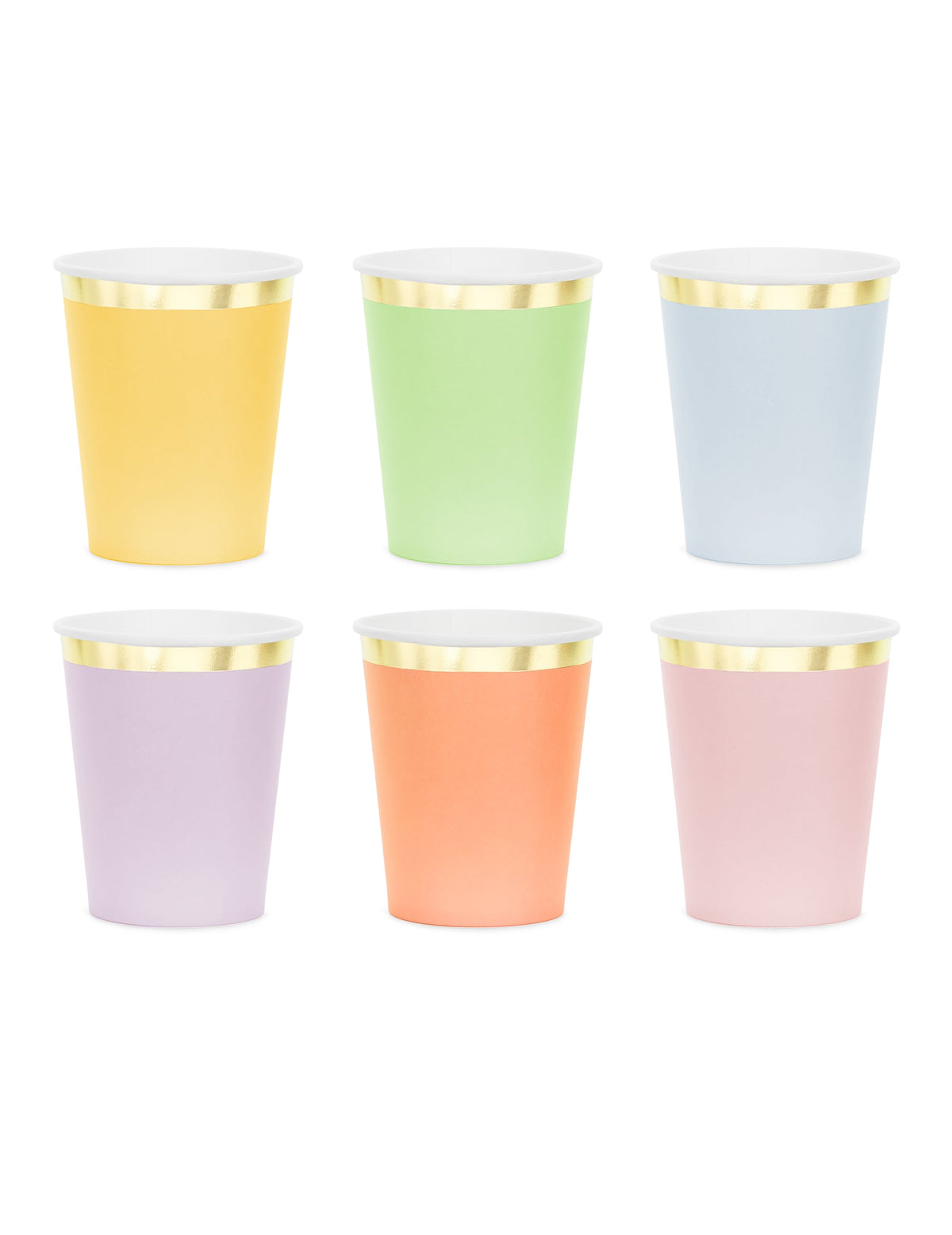 6 pastelnih kartonskih čaša sa zlatnim rubom 220 ml