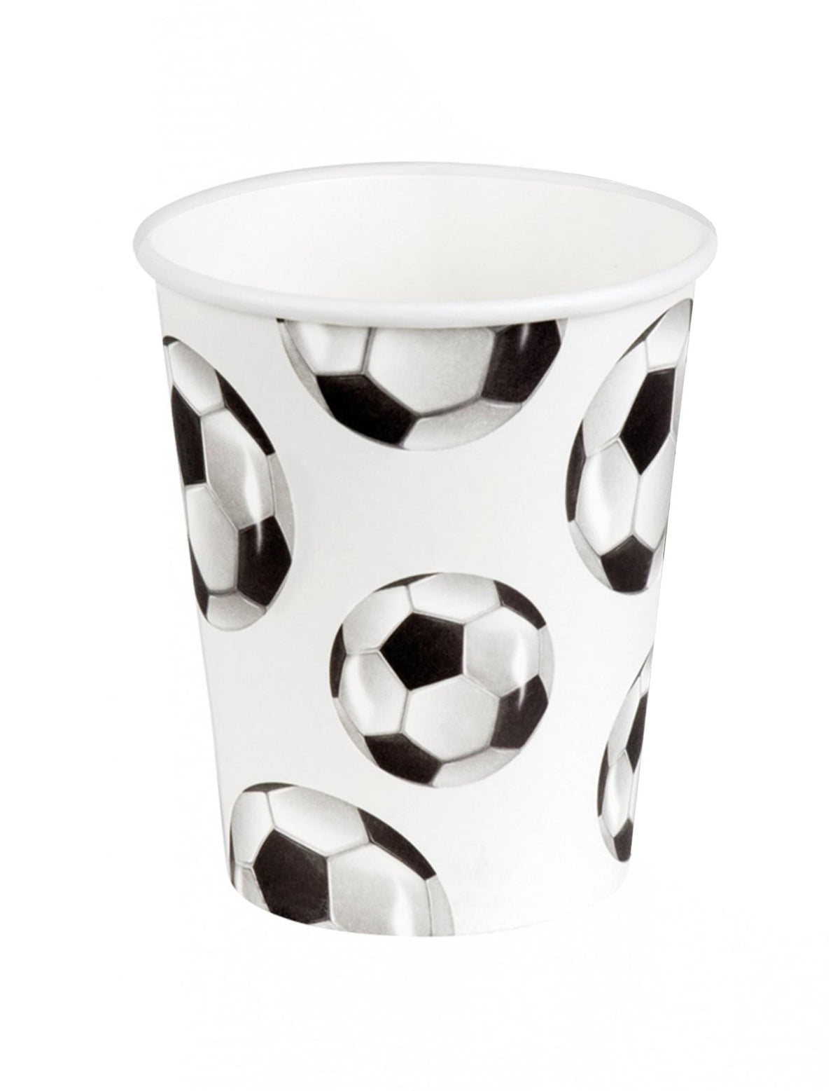 Gobelets en carton Foot party blancs avec motifs de ballons de football