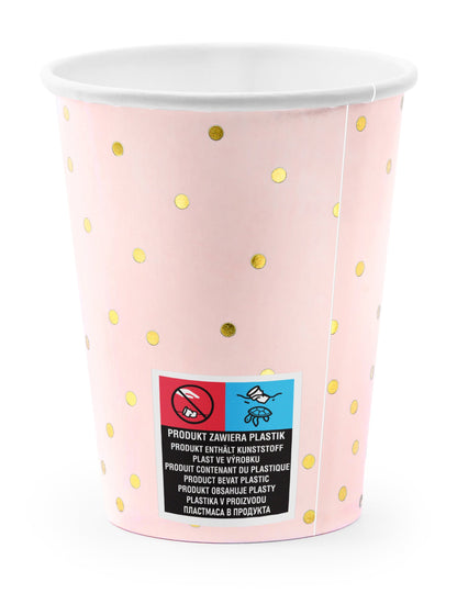 6 šalica šalica u blijedo ružičastom i zlatnom grašku 260 ml