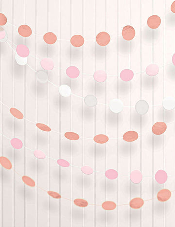 6 papirnatih girlandi boje ružičastog zlata, duljine 2,13 m, s krugovima