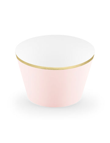 6 kartonskih ukrasa za kolačiće u puderasto ružičastoj i metalik zlatnoj boji