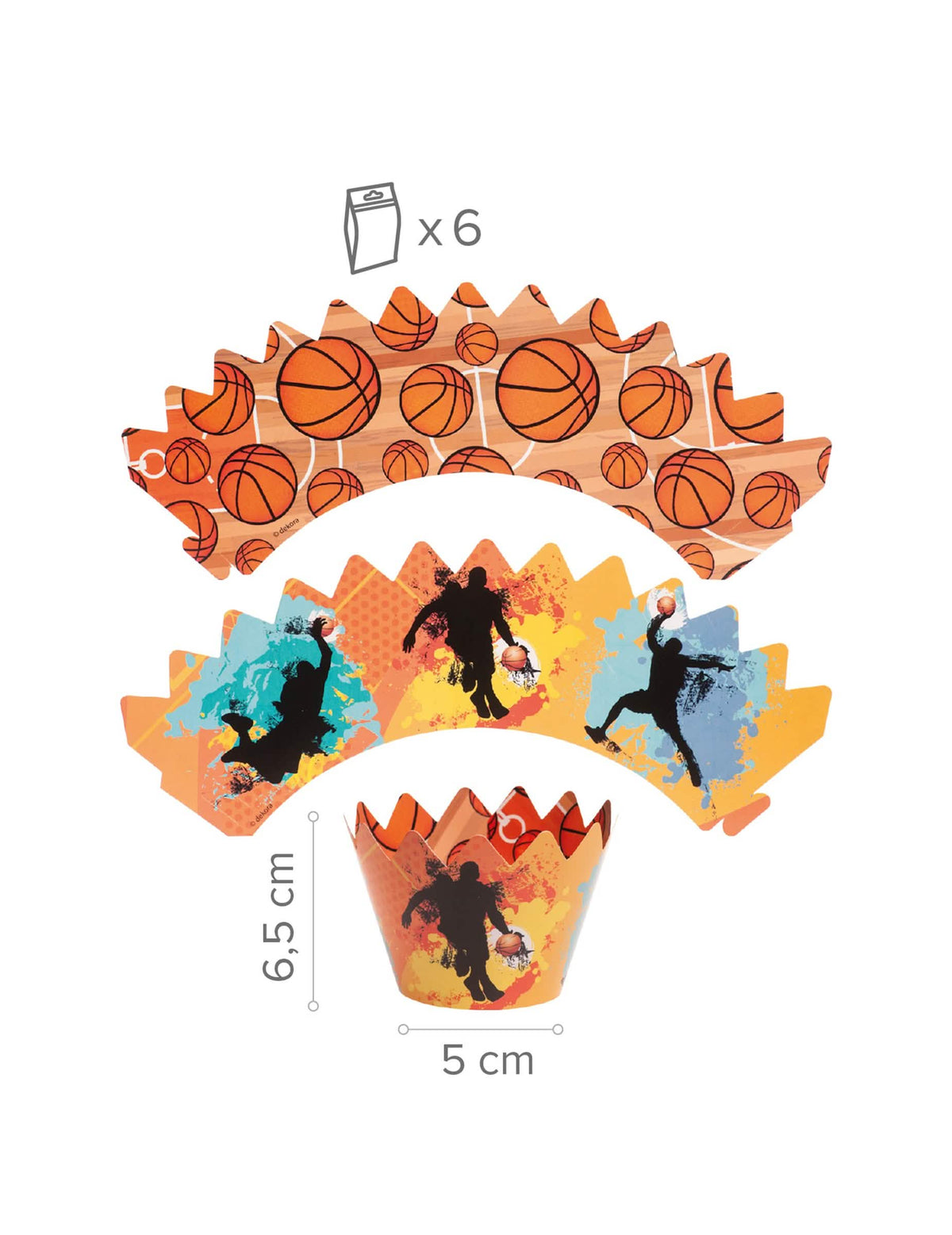 Set za dekoraciju 6 muffina s Basketball topperima