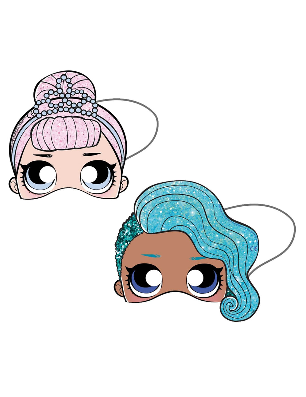 Kartonske Maske LOL™ za dijete roza i plava s glitterom