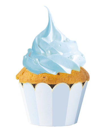 6 plavo-bijelih prugastih korpica za kolačiće s nazubljenim uzorkom