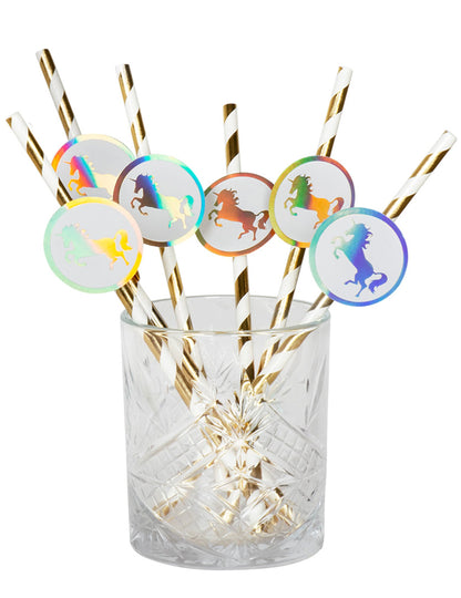 6 Holo Unicorn Cardboard slamke 20 cm
