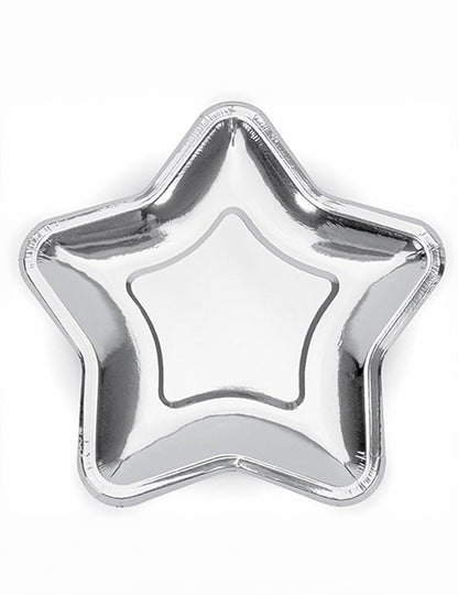 6 petites assiettes en carton étoile argentée 18 cm de fête