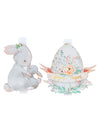 Pinces Pâques fleuri pour décoration en bois avec motifs de lapin et d'œuf pastels